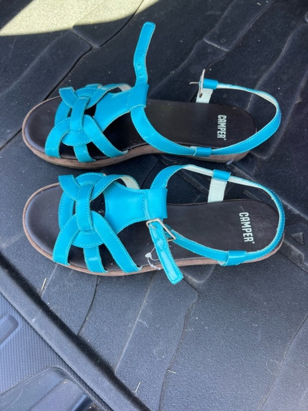 Camper Teal Knot Leather Sandals
